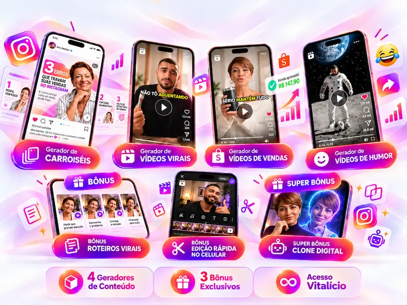Todos os geradores e bônus do Sistema AutonomInsta